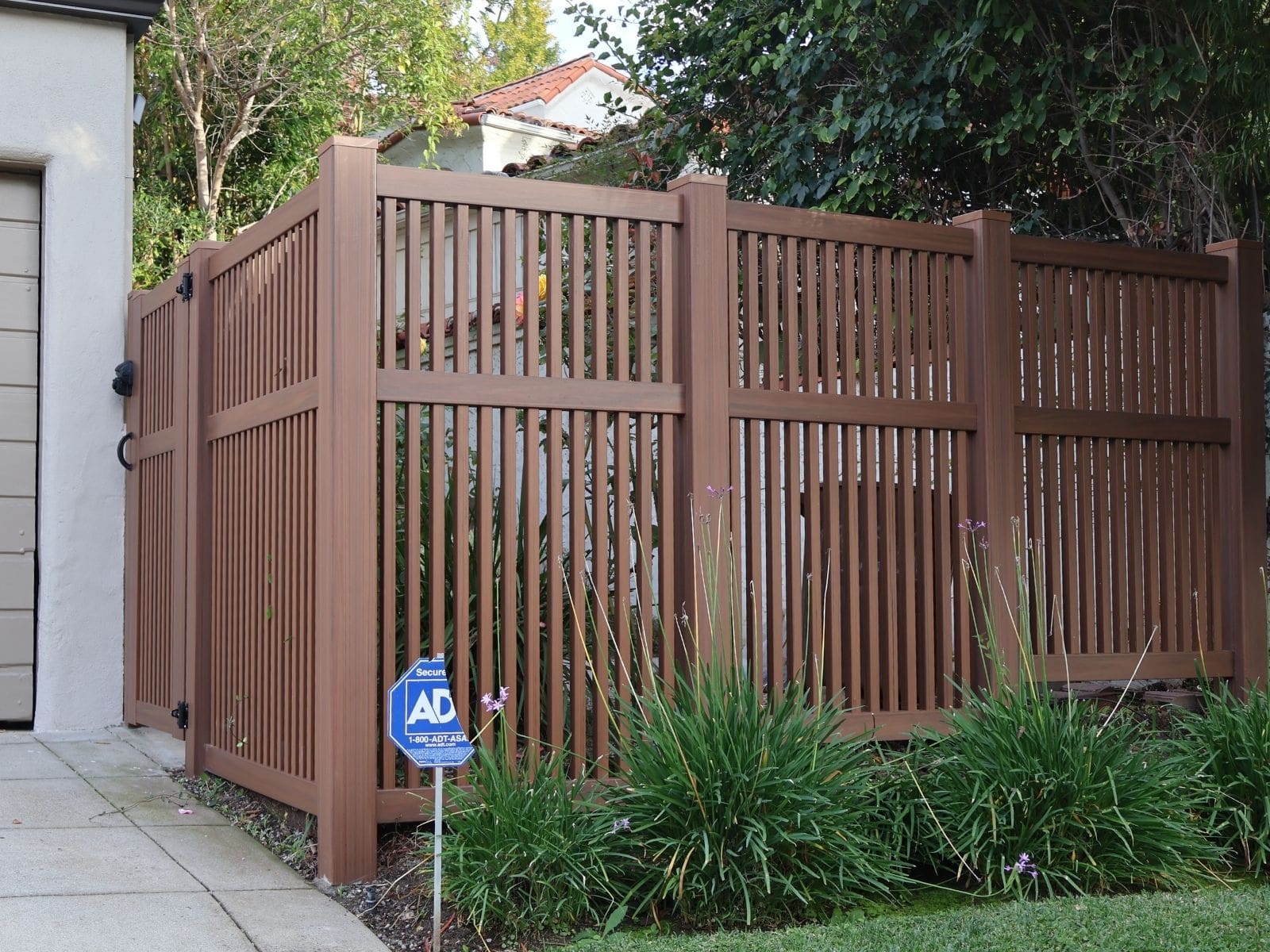 semi privacy brown vinyl fence